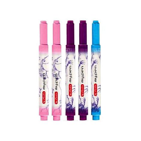 Naboje do pióra wiecznego Herlitz My Pen, 5szt róż/błękit/fiolet - 2